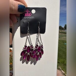 Paparazzi Pink and Silver tone Cascade Earrings